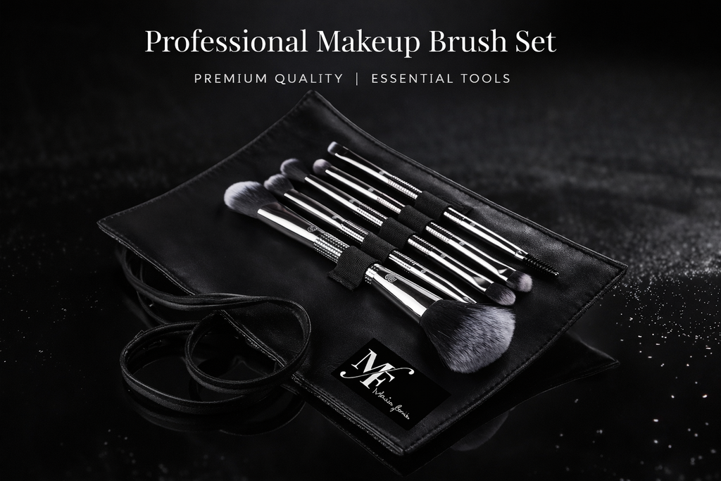 et de 5 Brochas Profesionales para Maquillaje con Estuche Negro