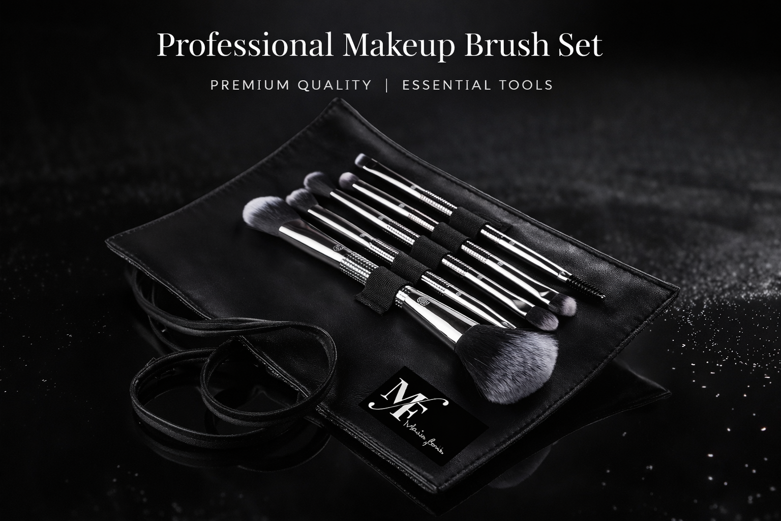 et de 5 Brochas Profesionales para Maquillaje con Estuche Negro