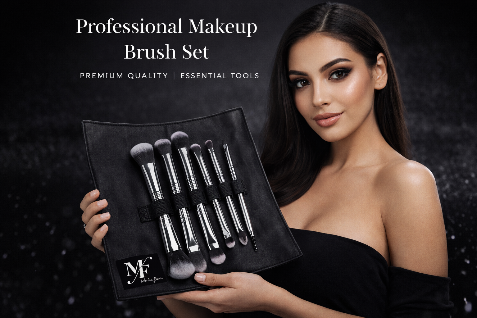 et de 5 Brochas Profesionales para Maquillaje con Estuche Negro